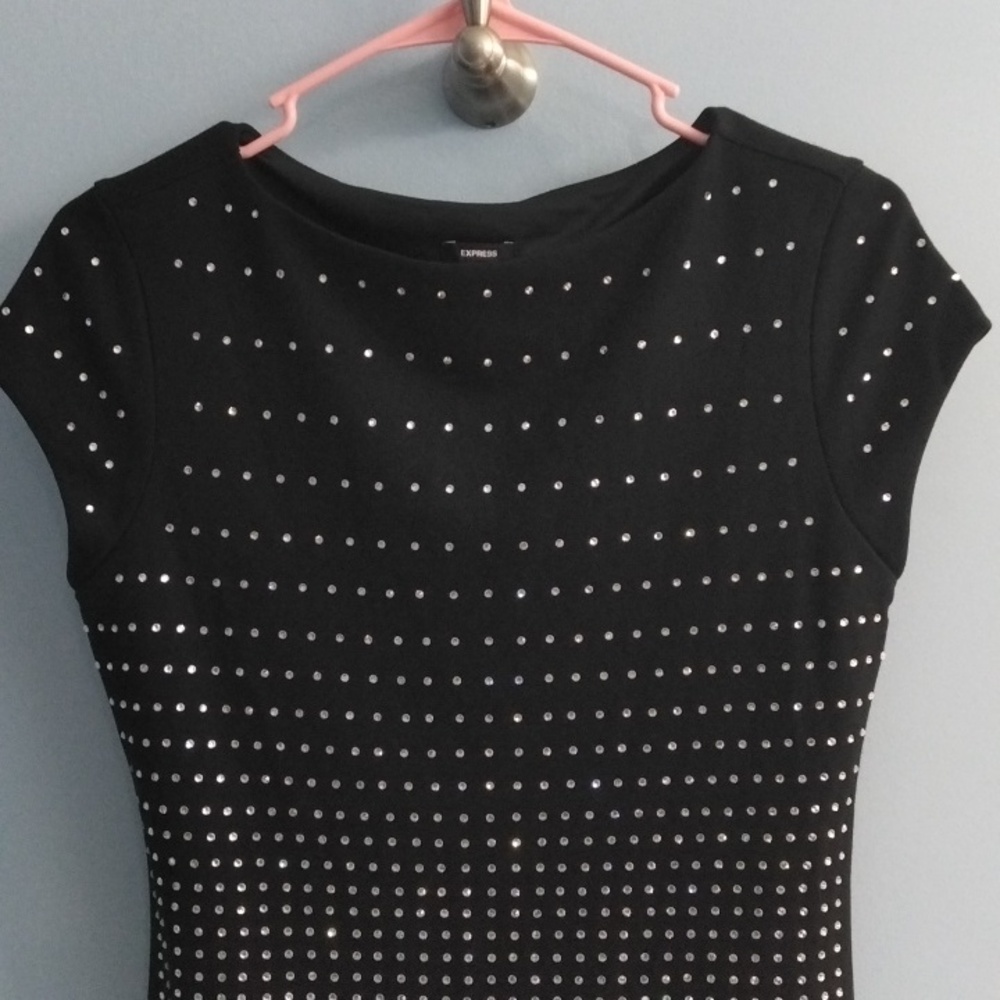 Like New Express Black Studded Mini Dress Size Small - Picture 3 of 6